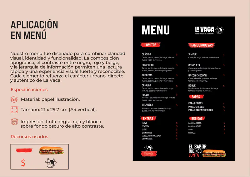 La Vaca — Menú
